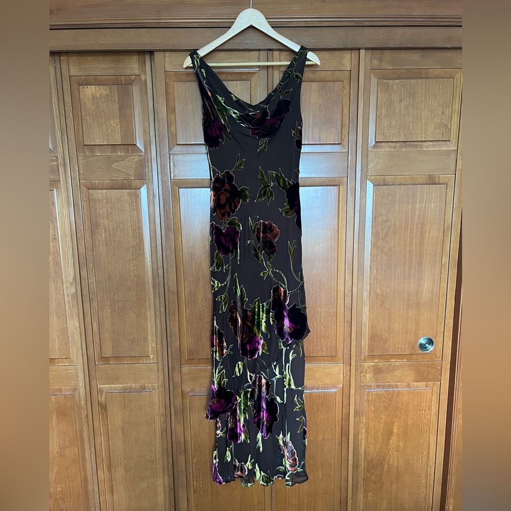 Brown floral evening gown